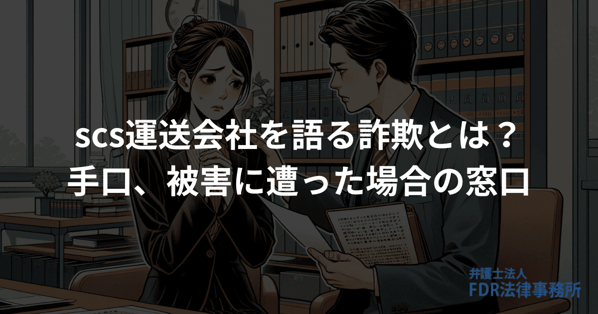 scs運送会社を語る詐欺とは？手口、被害に遭った場合の窓口を解説 | 弁護士法人FDR法律事務所