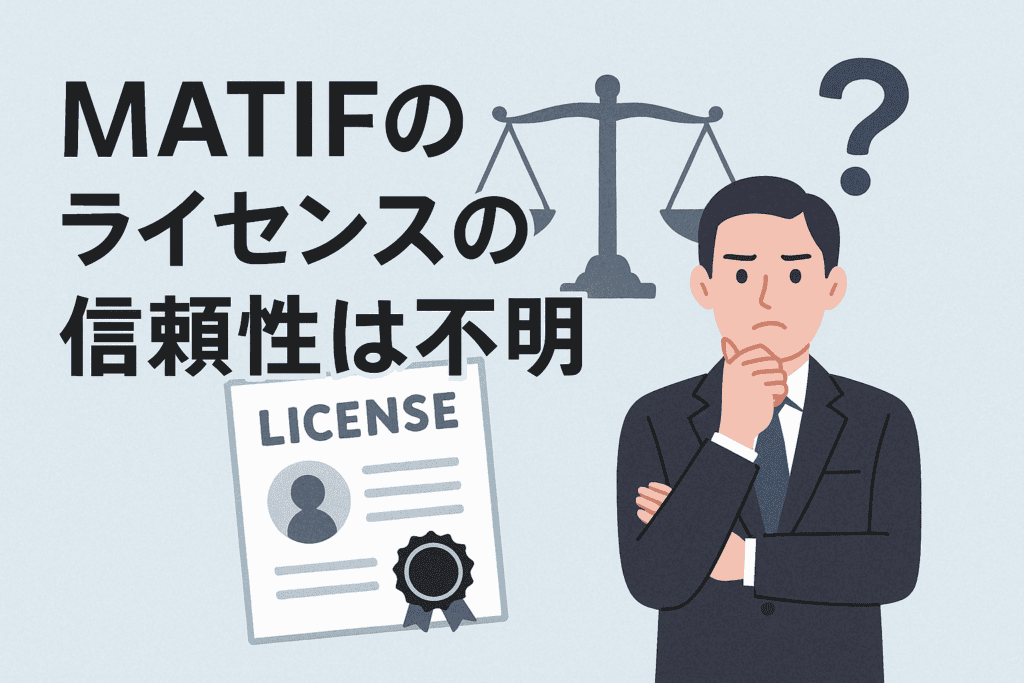 MATIFのライセンスの信頼性は不明