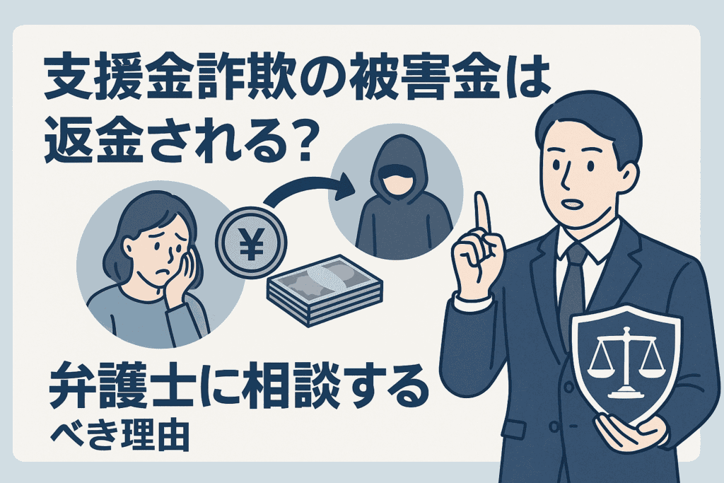 支援金詐欺の被害金は返金される？弁護士に相談するべき理由