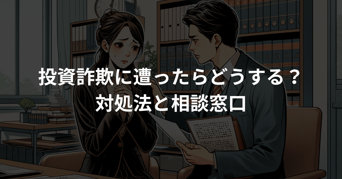 投資詐欺にあったらどうすべき？相談すべき窓口と対処法を解説