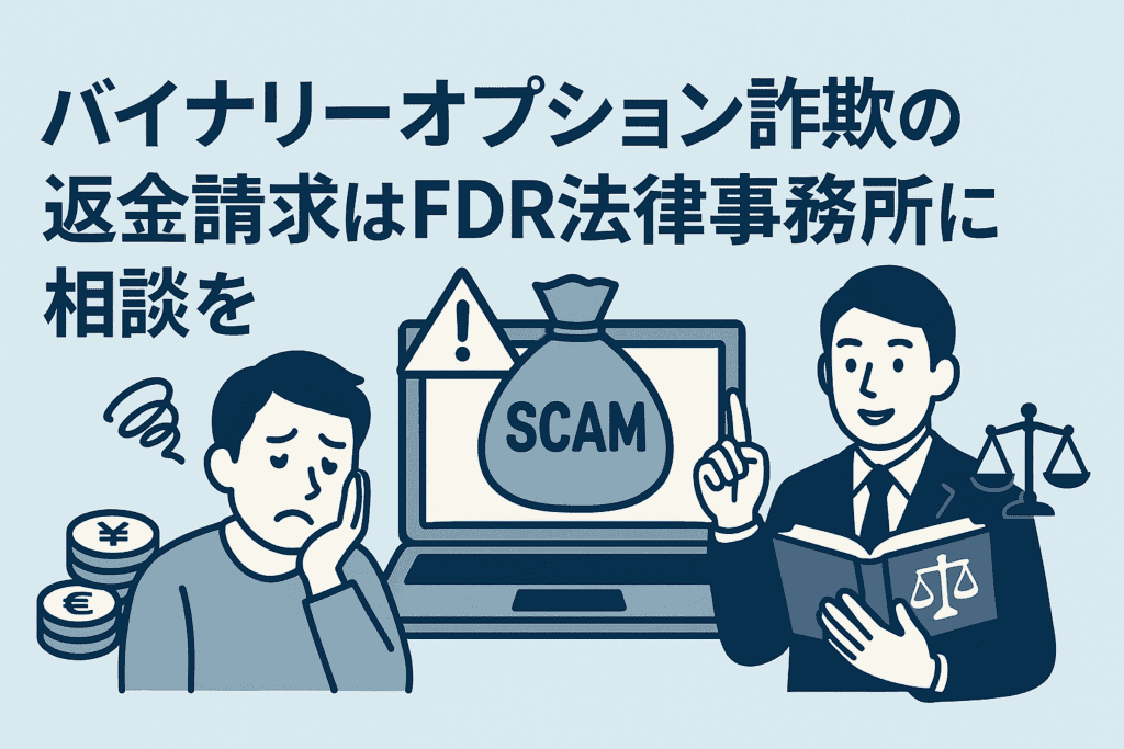 バイナリーオプション詐欺の返金請求はFDR法律事務所に相談を