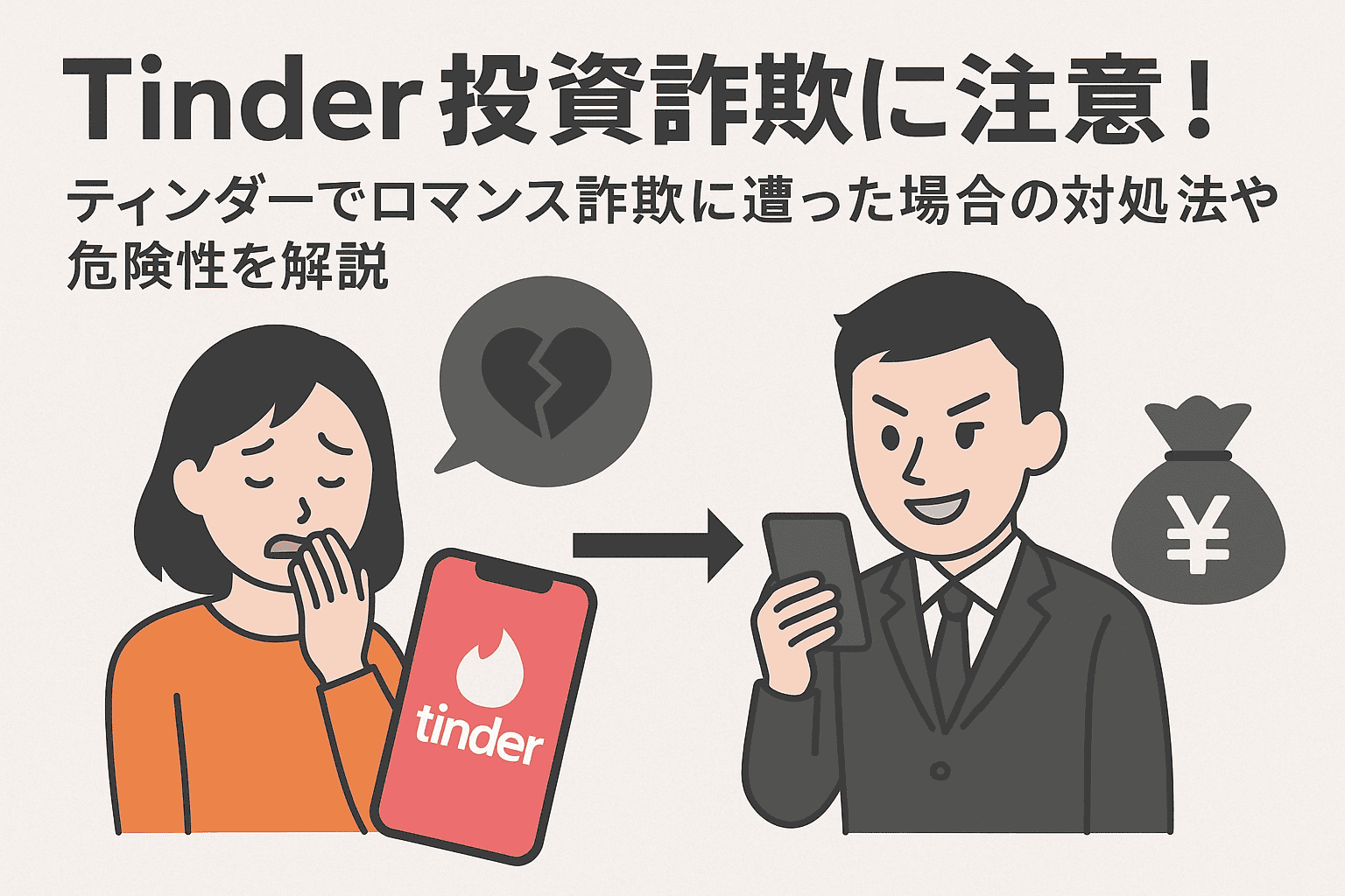 Tinder投資詐欺に注意！ティンダーでロマンス詐欺に遭った場合の対処法や危険性を解説