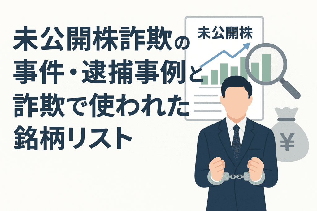 未公開株詐欺の事件・逮捕事例と詐欺で使われた銘柄リスト