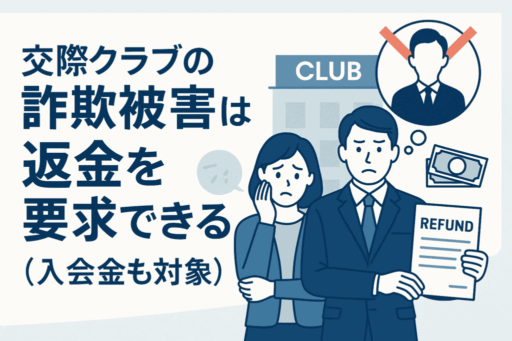 交際クラブの詐欺被害は返金を要求できる（入会金も対象）