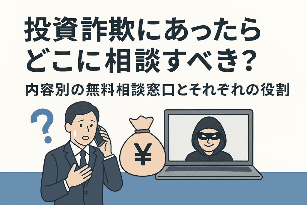 投資詐欺にあったらどこに相談すべき?内容別の無料相談窓口とそれぞれの役割