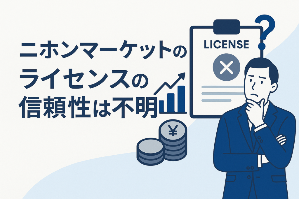 ニホンマーケットのライセンスの信頼性は不明