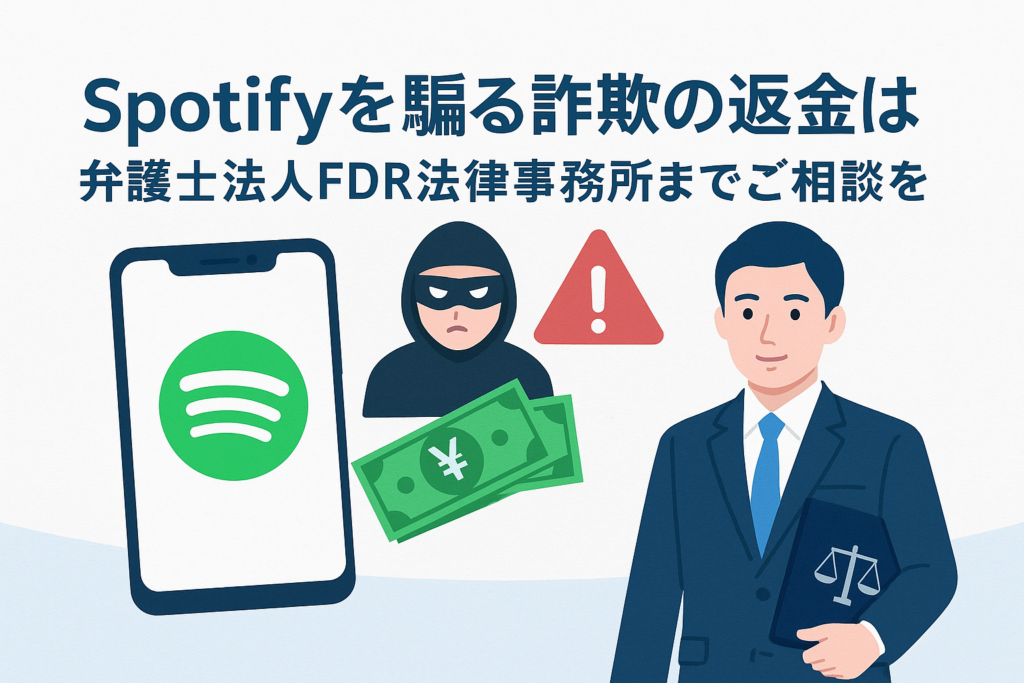 Spotifyを騙る詐欺の返金は弁護士法人FDR法律事務所までご相談を