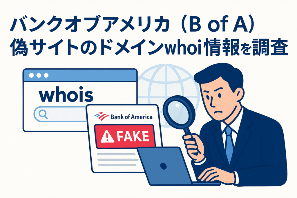 バンクオブアメリカ（B of A）偽サイトのドメインwhois情報を調査