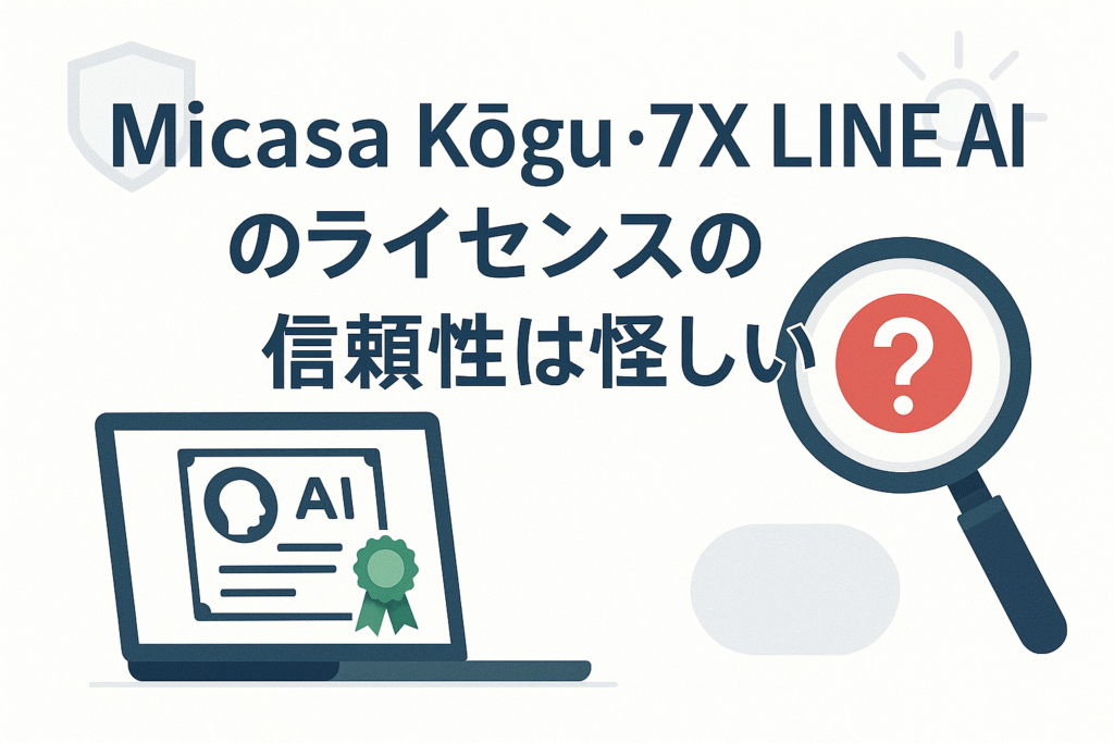Micasa Kōgu + 7X LINE AIのライセンスの信頼性は怪しい