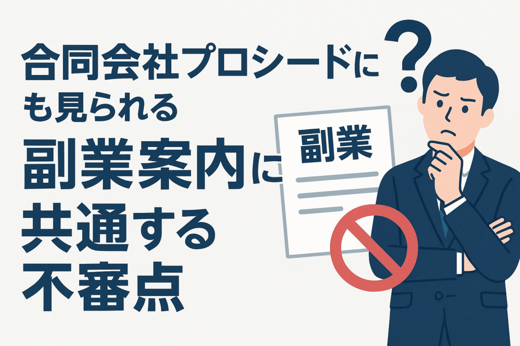 合同会社プロシードにも見られる副業案内に共通する不審点