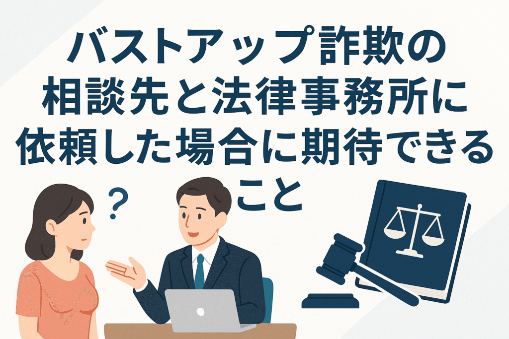 バストアップ詐欺の相談先と法律事務所に依頼した場合に期待できること