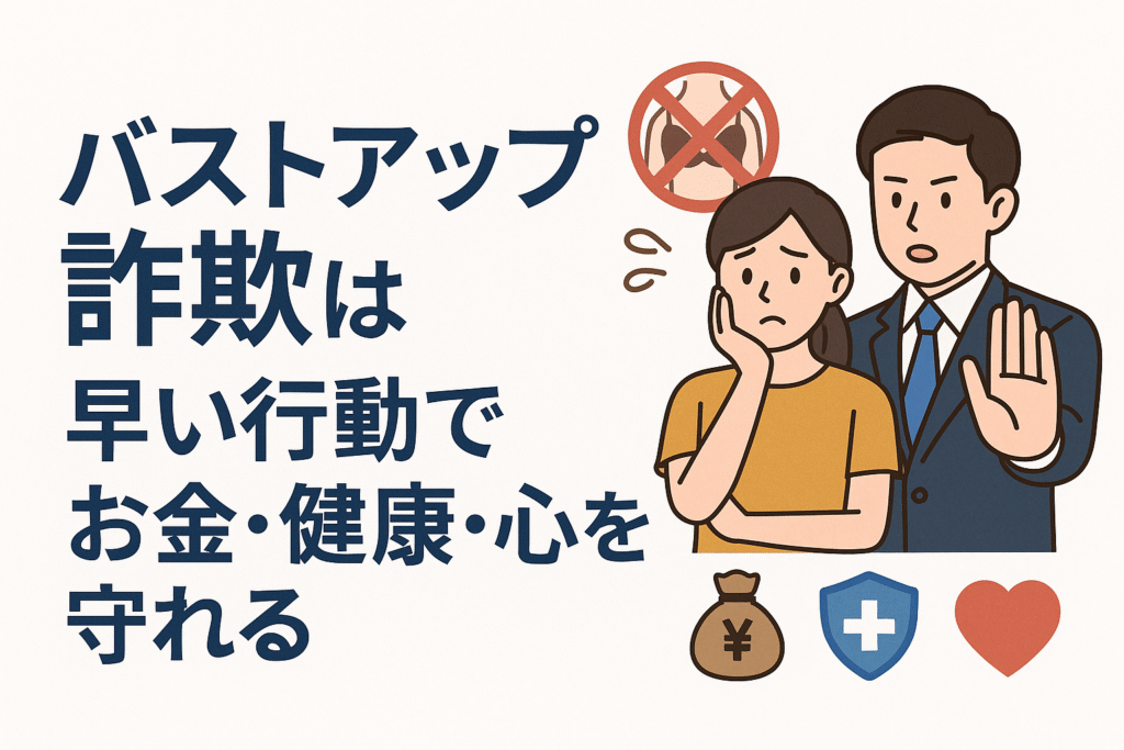 バストアップ詐欺は早い行動でお金・健康・心を守れる