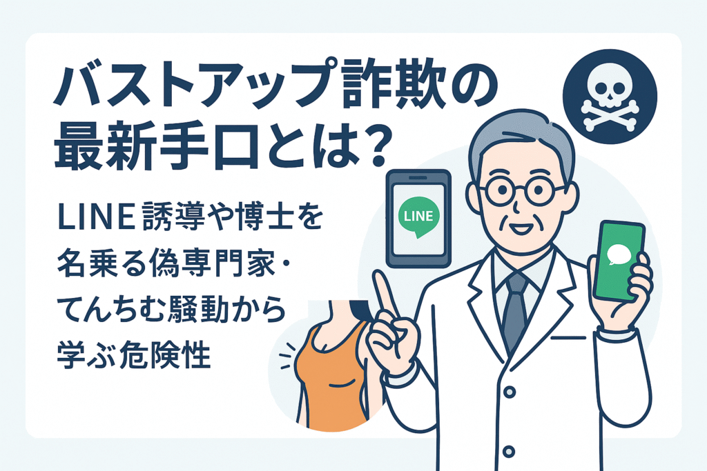 バストアップ詐欺の最新手口とは？LINE誘導や博士を名乗る偽専門家・てんちむ騒動から学ぶ危険性