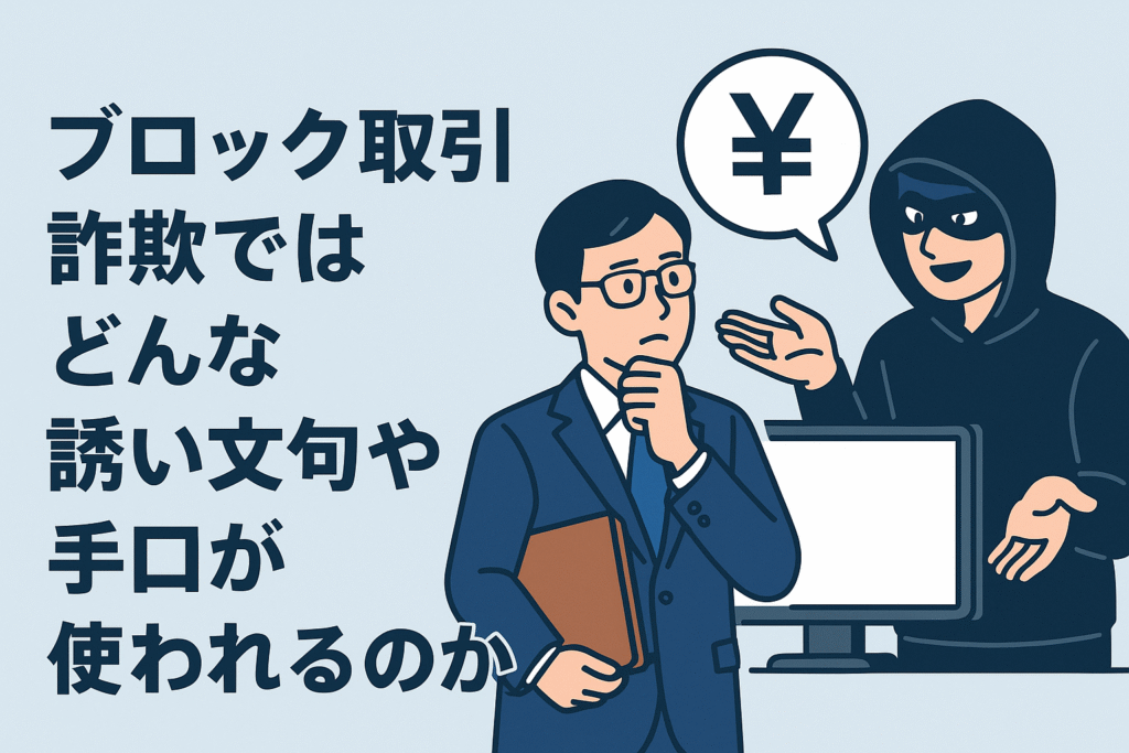 ブロック取引詐欺ではどんな誘い文句や手口が使われるのか