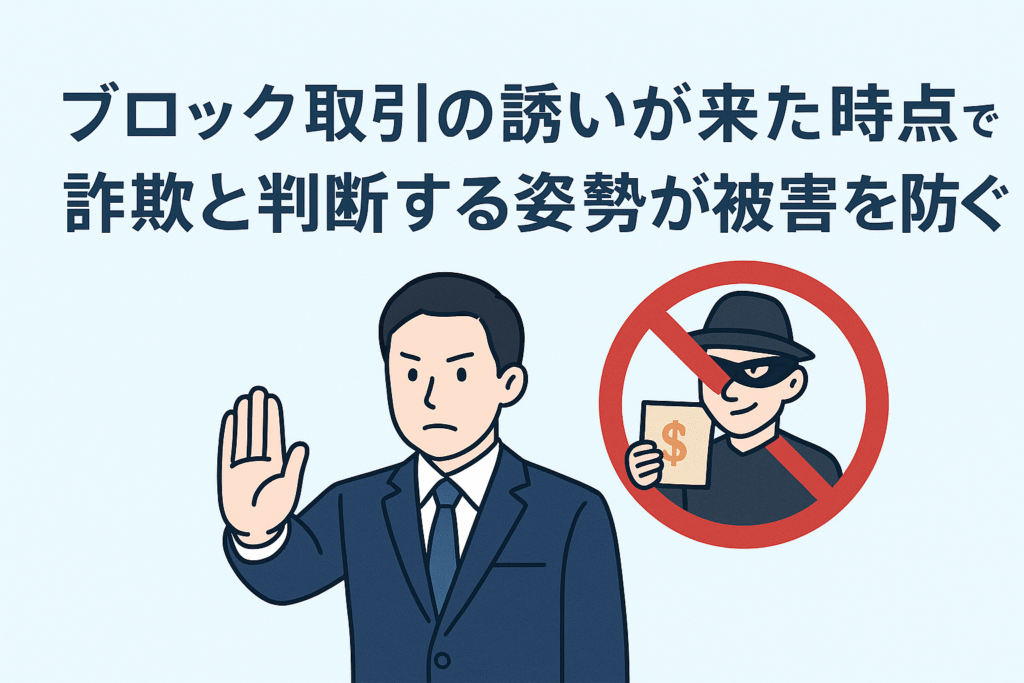 ブロック取引の誘いが来た時点で詐欺と判断する姿勢が被害を防ぐ