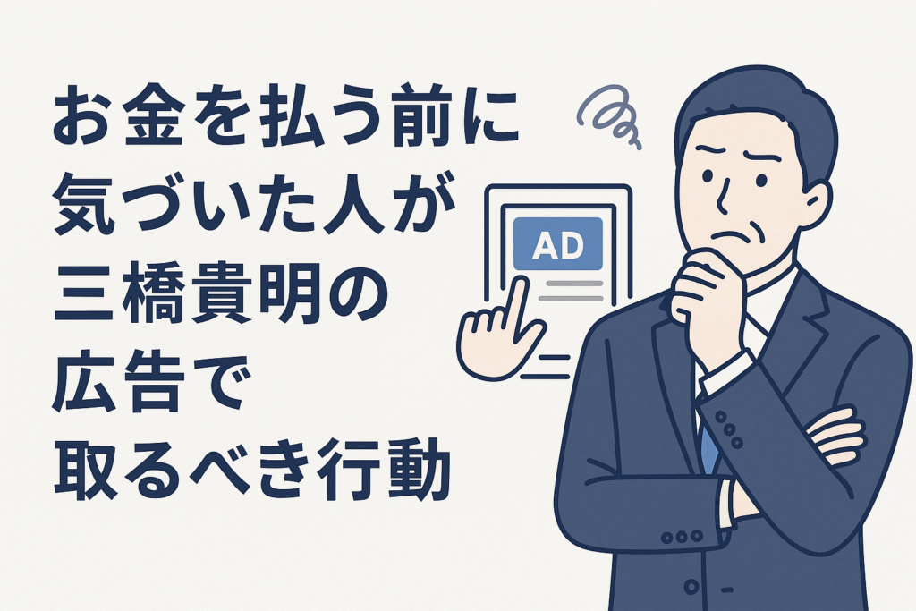 お金を払う前に気づいた人が三橋貴明の広告で取るべき行動