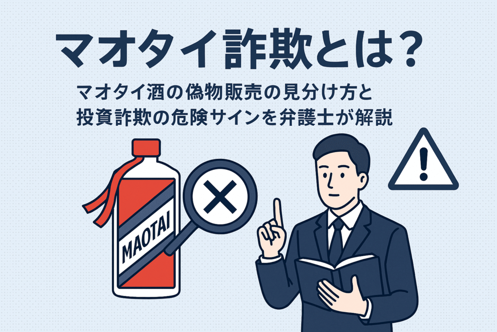 マオタイ詐欺とは？マオタイ酒の偽物販売の見分け方と投資詐欺の危険サインを弁護士が解説