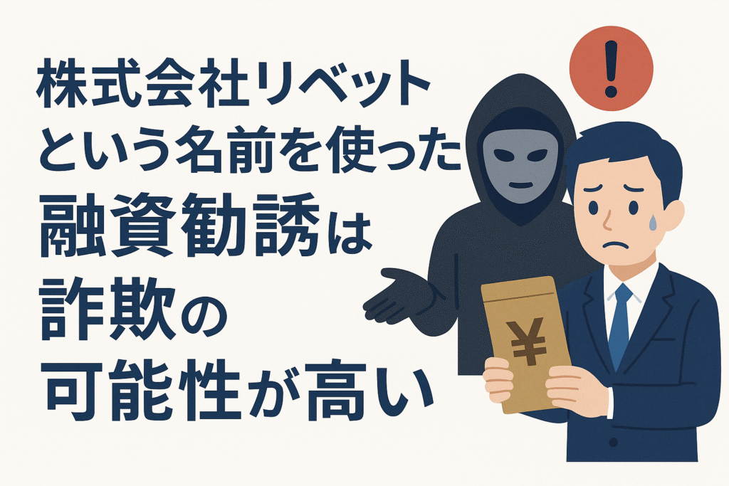 株式会社リベットという名前を使った融資勧誘は詐欺の可能性が高い