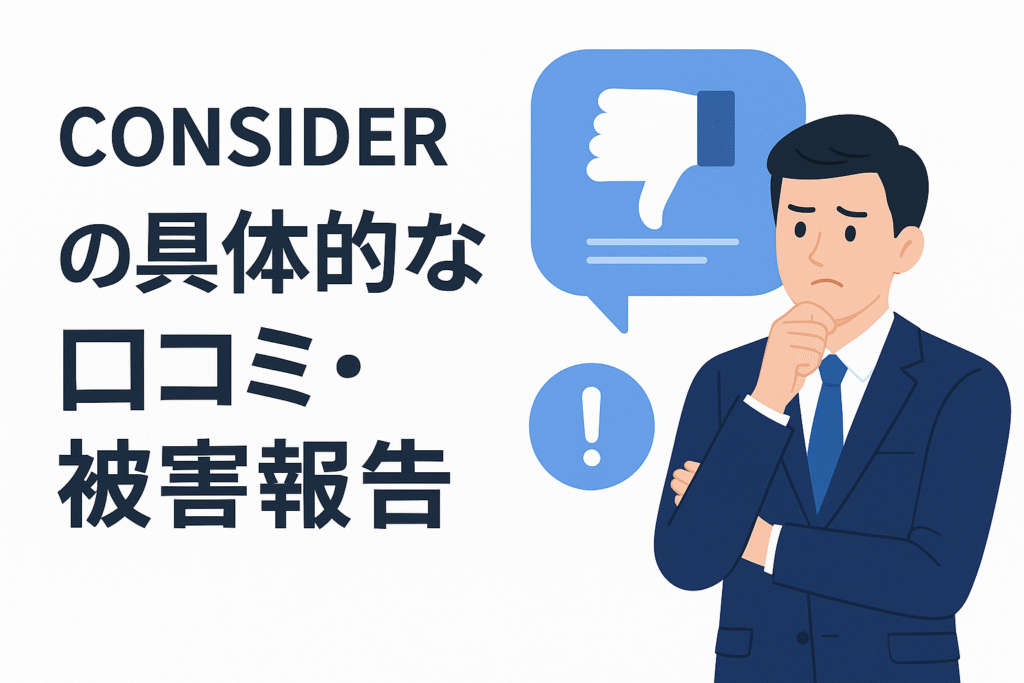 CONSIDERの具体的な口コミ・被害報告