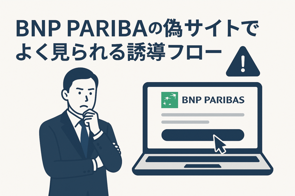 BNP PARIBASの偽サイトでよく見られる誘導フロー