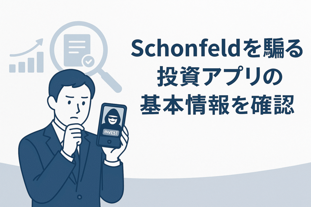 Schonfeldを騙る投資アプリの基本情報を確認