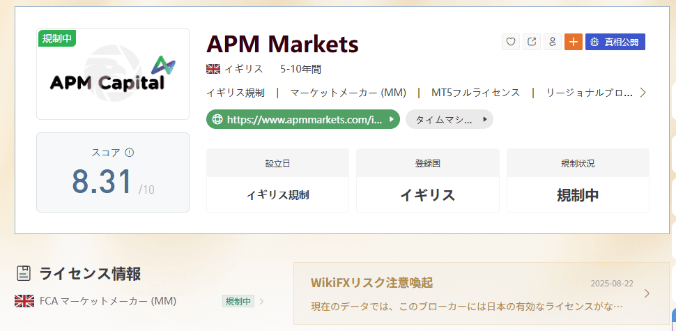 WikiDXのAPM marketsの評価