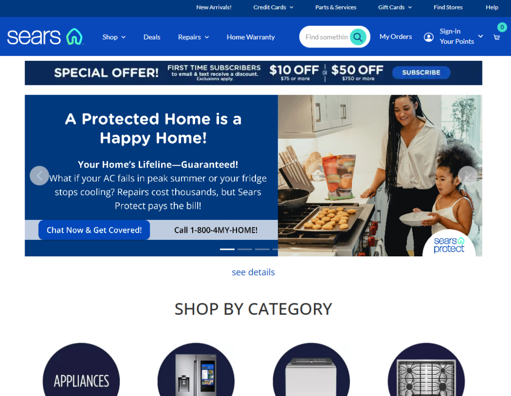 Searsのトップページ