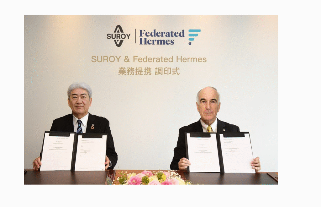 SUROY & Federated Hermes 業務提携 調印式の写真