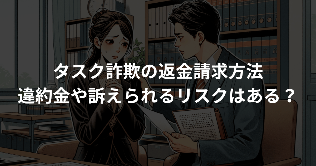 タスク詐欺の返金方法を弁護士が解説！違約金の名目で訴えられたり口座凍結されるリスクとは？