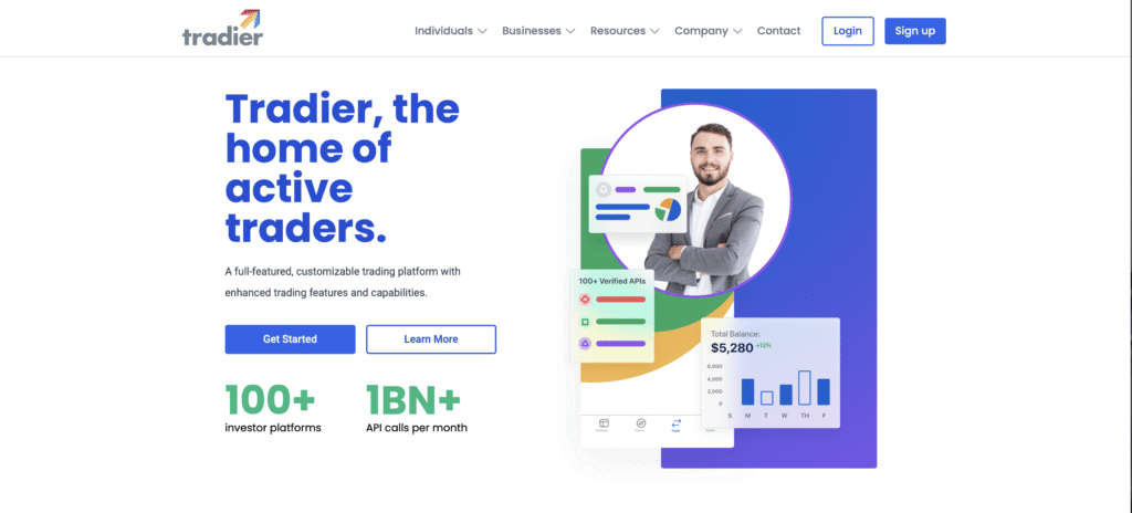 正規Tradierのサイトトップページ