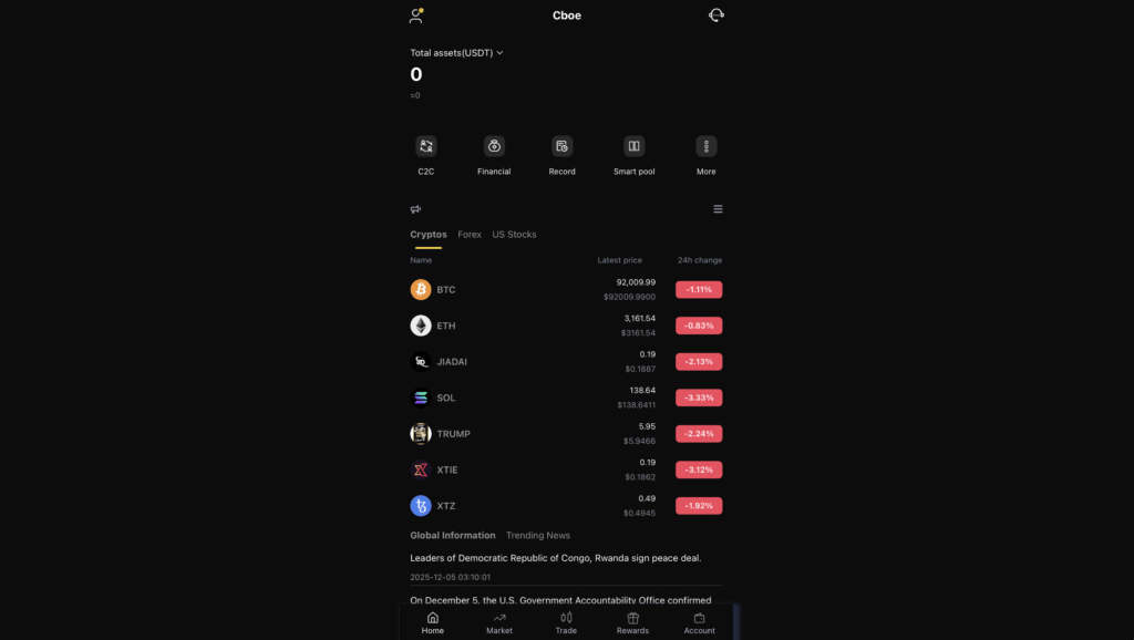 Cboe偽サイトのサイトトップページ