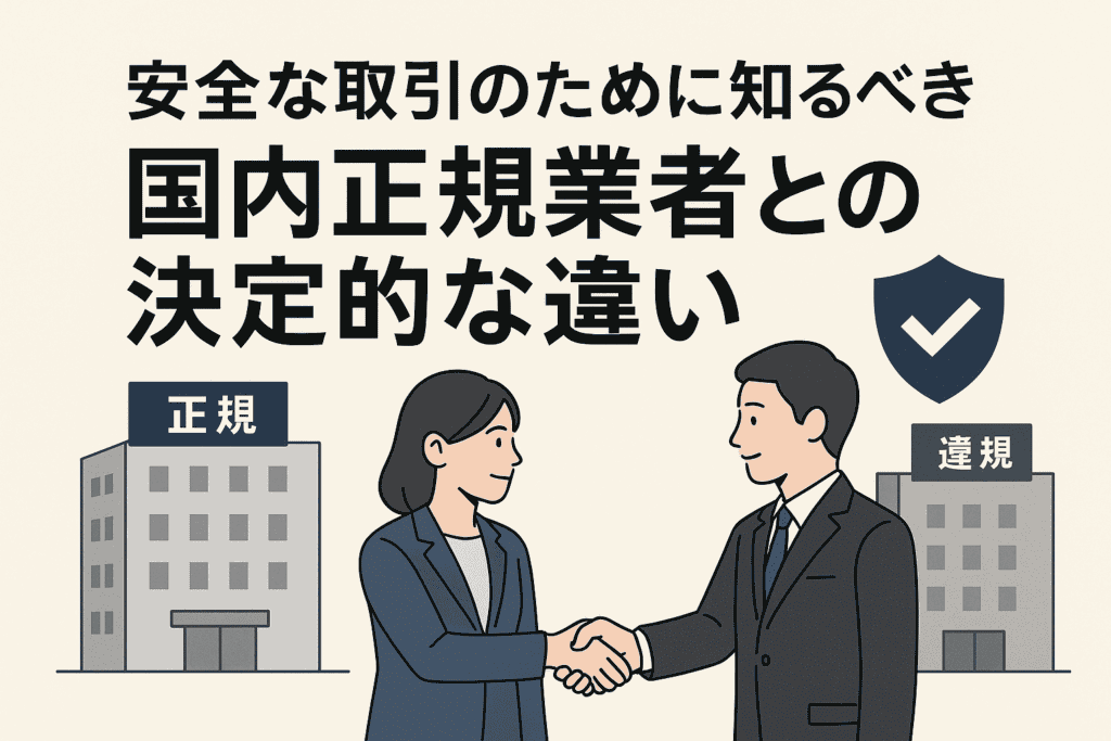 安全な取引のために知るべき国内正規業者との決定的な違い