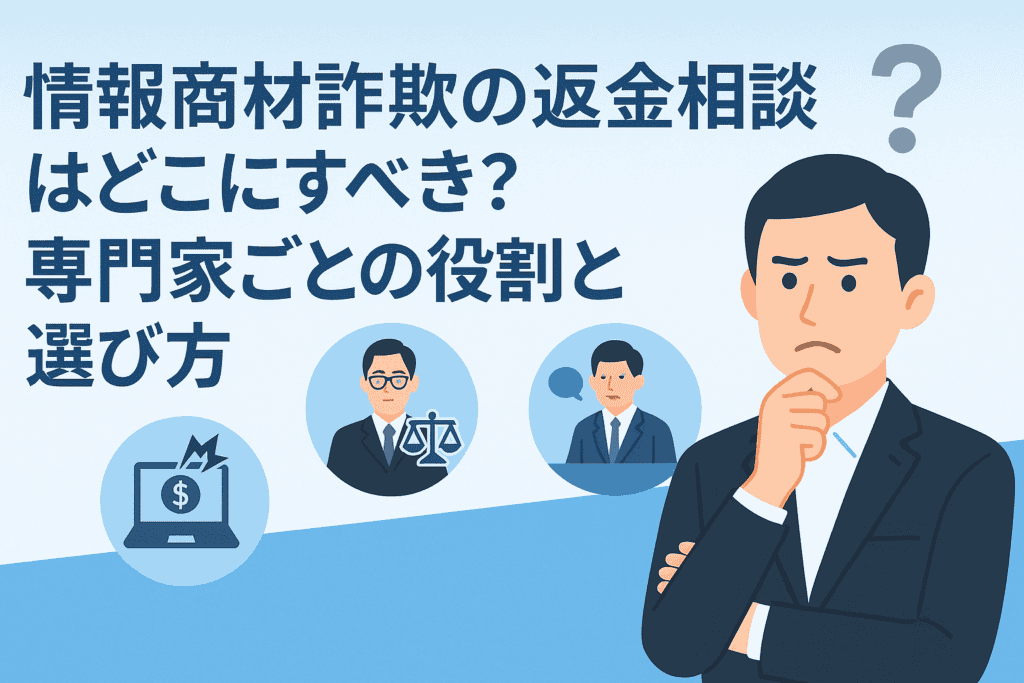 情報商材詐欺の返金相談はどこにすべき？専門家ごとの役割と選び方
