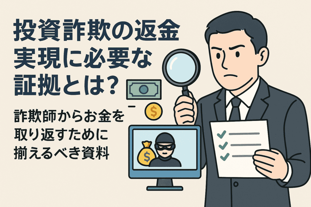 投資詐欺の返金実現に必要な証拠とは？詐欺師からお金を取り返すために揃えるべき資料