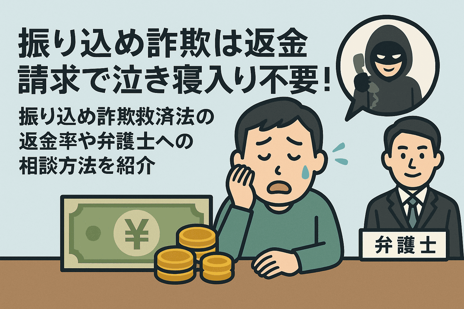 振り込め詐欺は返金請求で泣き寝入り不要！振り込め詐欺救済法の返金率や弁護士への相談方法を紹介