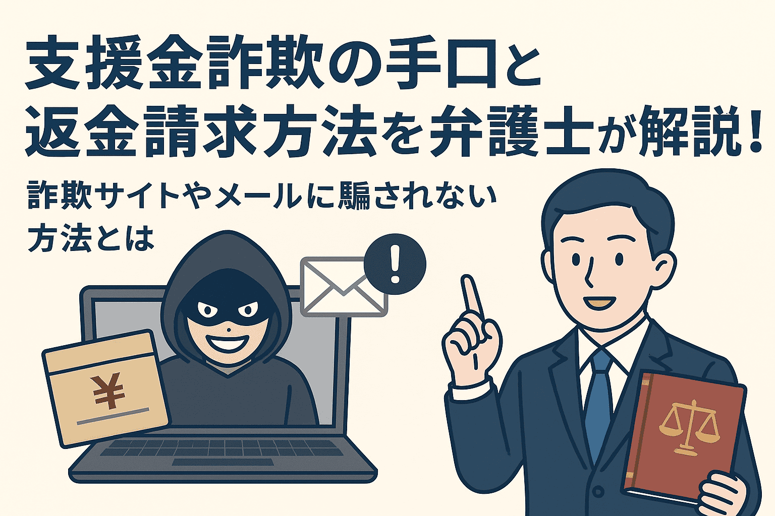支援金詐欺の手口と返金請求方法を弁護士が解説！詐欺サイトやメールに騙されない方法とは